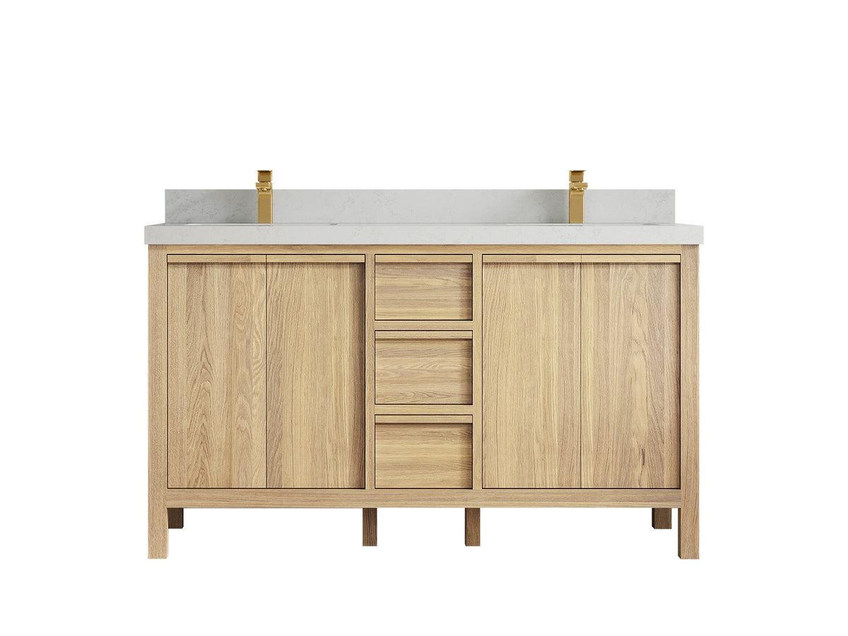 Elizabeth White Oak 60 in. W x 22 in. D Double Sink Bathroom Vanity - Willow Bath and Vanity