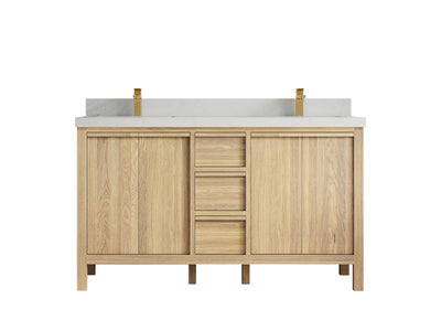 Elizabeth White Oak 60 in. W x 22 in. D Double Sink Bathroom Vanity - Willow Bath and Vanity
