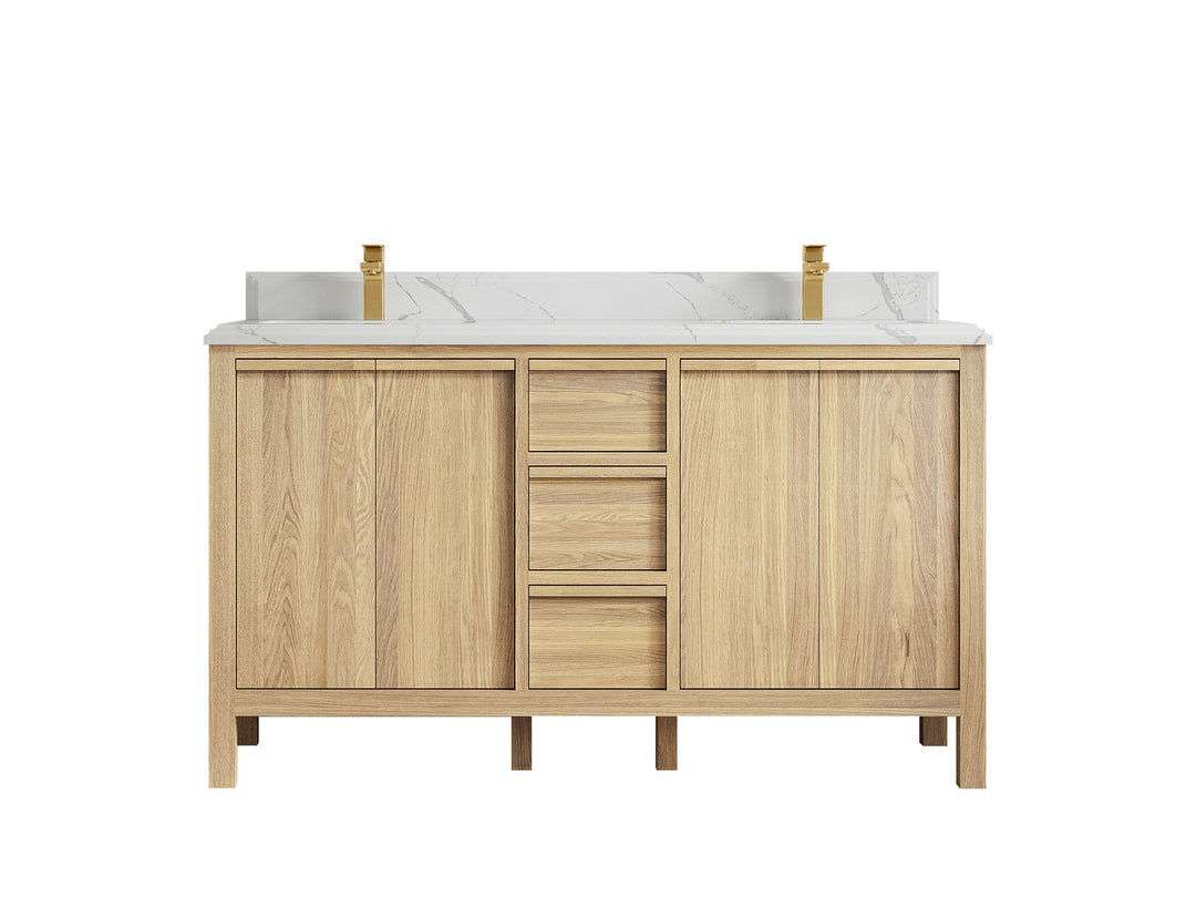 Elizabeth White Oak 60 in. W x 22 in. D Double Sink Bathroom Vanity - Willow Bath and Vanity