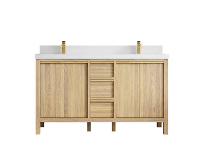 Elizabeth White Oak 60 in. W x 22 in. D Double Sink Bathroom Vanity - Willow Bath and Vanity