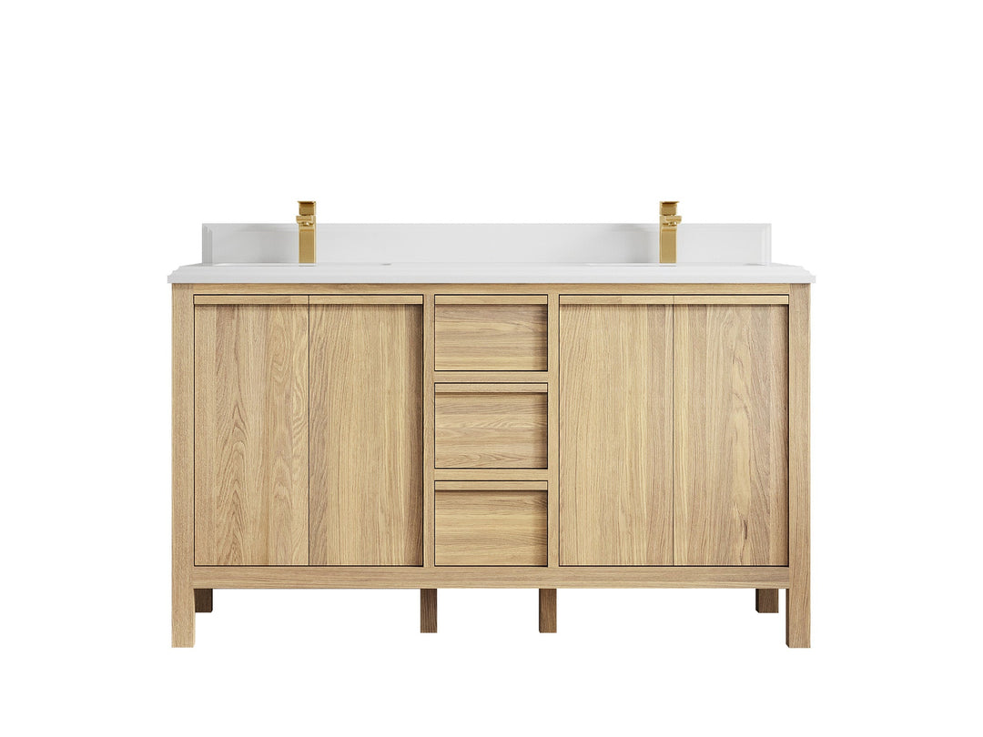 Elizabeth White Oak 60 in. W x 22 in. D Double Sink Bathroom Vanity - Willow Bath and Vanity