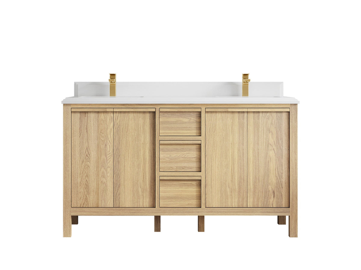 Elizabeth White Oak 60 in. W x 22 in. D Double Sink Bathroom Vanity - Willow Bath and Vanity