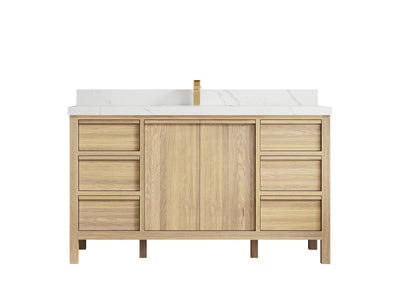 Elizabeth White Oak 60 in. W x 22 in. D Single Sink Bathroom Vanity - Willow Bath and Vanity
