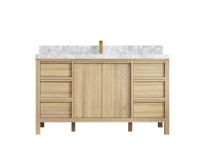 Elizabeth White Oak 60 in. W x 22 in. D Single Sink Bathroom Vanity - Willow Bath and Vanity