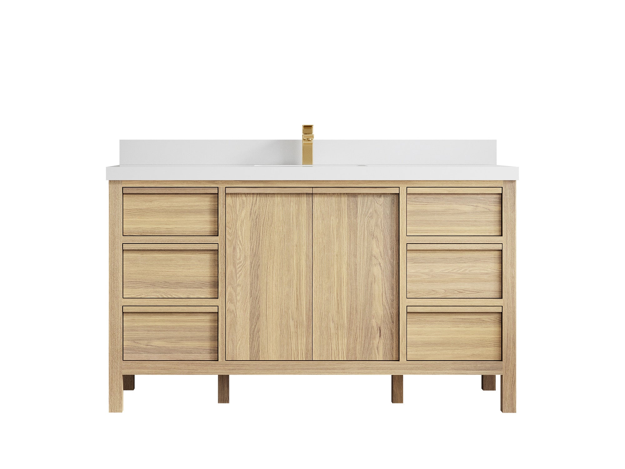 Elizabeth White Oak 60 in. W x 22 in. D Single Sink Bathroom Vanity - Willow Bath and Vanity