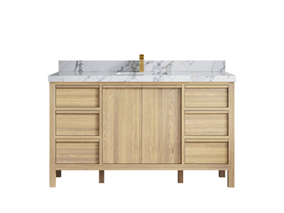 Elizabeth White Oak 60 in. W x 22 in. D Single Sink Bathroom Vanity - Willow Bath and Vanity