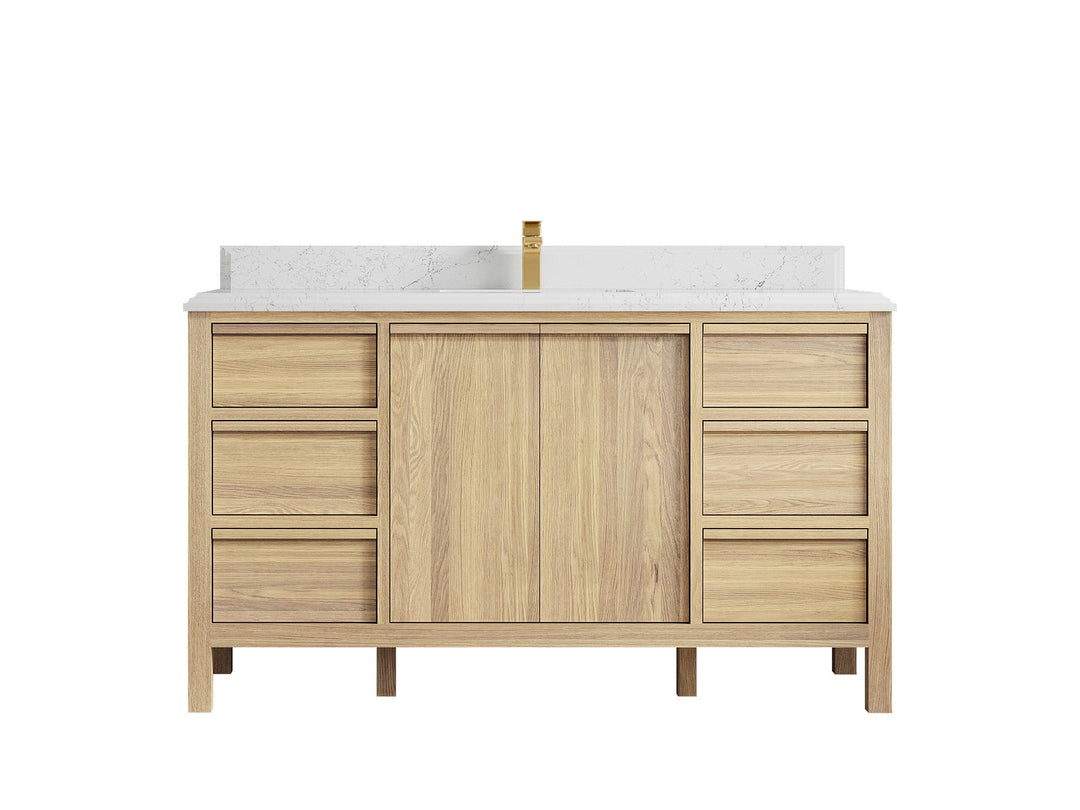 Elizabeth White Oak 60 in. W x 22 in. D Single Sink Bathroom Vanity - Willow Bath and Vanity