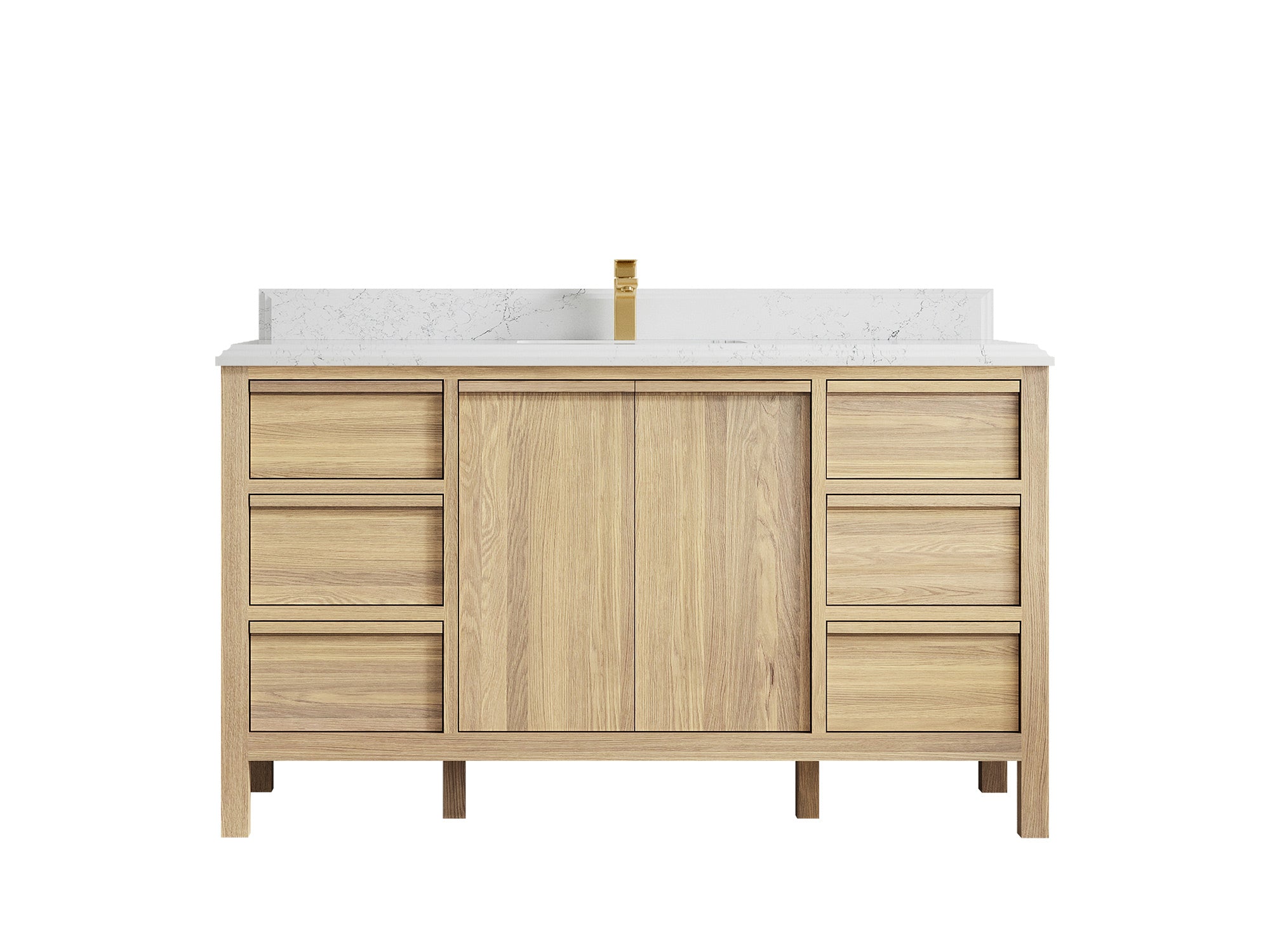 Elizabeth White Oak 60 in. W x 22 in. D Single Sink Bathroom Vanity - Willow Bath and Vanity