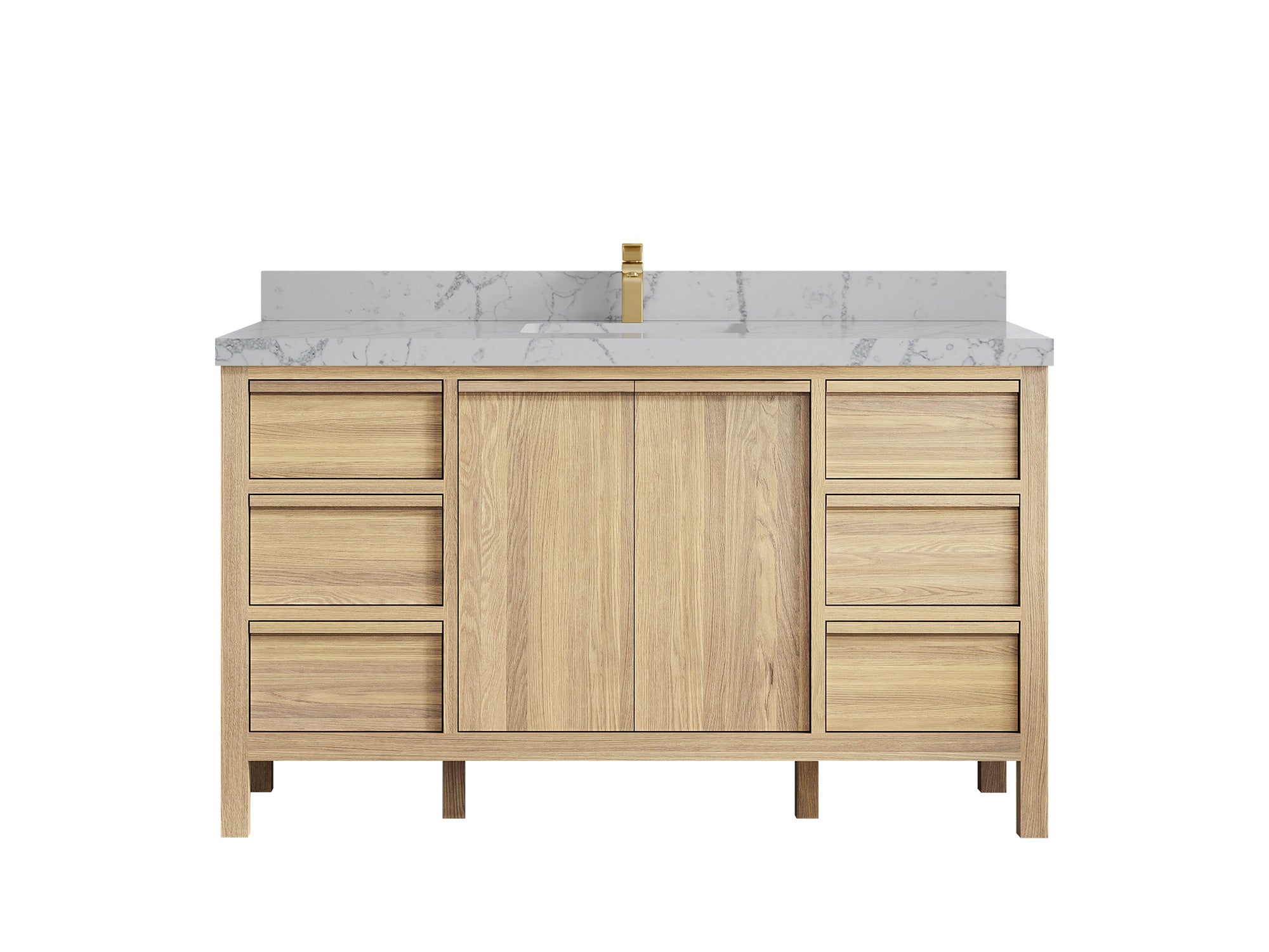 Elizabeth White Oak 60 in. W x 22 in. D Single Sink Bathroom Vanity - Willow Bath and Vanity