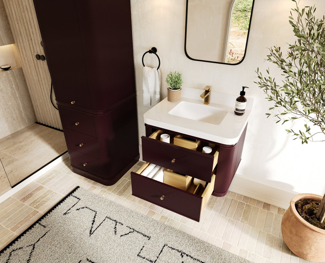 Hampton Floating 30 in. W x 22 in. D Single Sink Bathroom Vanity - Willow Bath and Vanity
