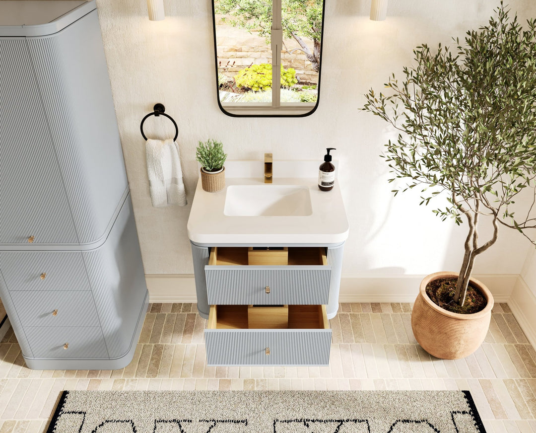 Hampton Floating 30 in. W x 22 in. D Single Sink Bathroom Vanity - Willow Bath and Vanity