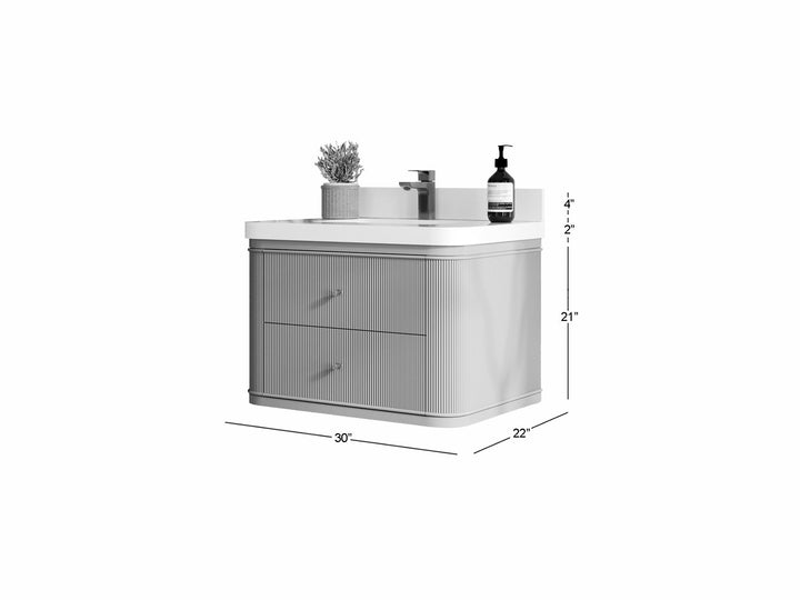 Hampton Floating 30 in. W x 22 in. D Single Sink Bathroom Vanity - photo 3