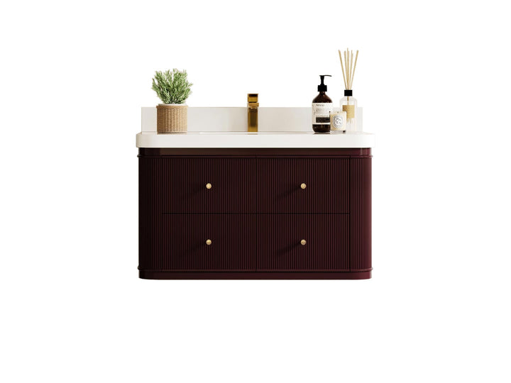 Hampton Floating 36 in. W x 22 in. D Center Sink Bathroom Vanity - photo 1