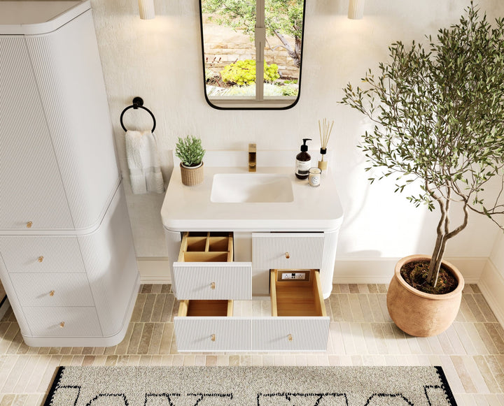 Hampton Floating 36 in. W x 22 in. D Center Sink Bathroom Vanity - photo 5