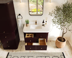 Hampton Floating 36 in. W x 22 in. D Center Sink Bathroom Vanity - photo 5