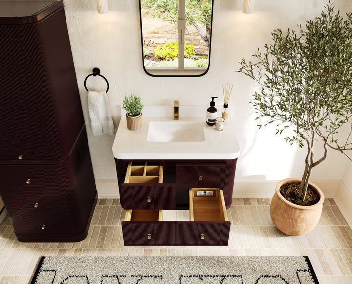Hampton Floating 36 in. W x 22 in. D Center Sink Bathroom Vanity - photo 5