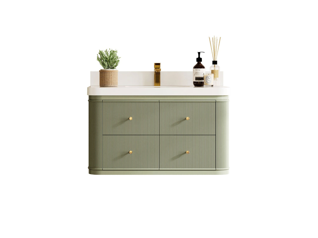 Hampton Floating 36 in. W x 22 in. D Center Sink Bathroom Vanity - Willow Bath and Vanity