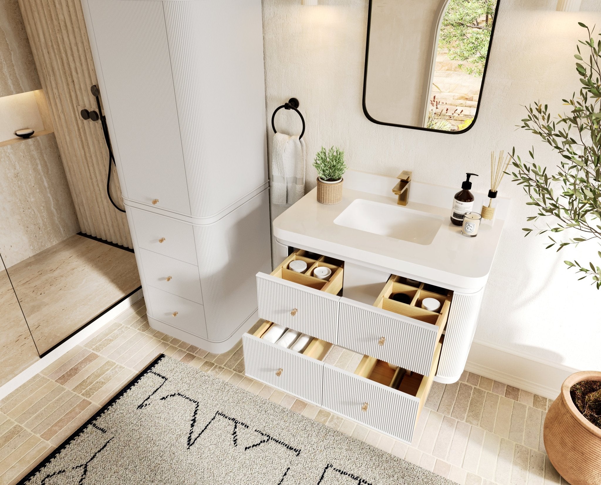 Hampton Floating 36 in. W x 22 in. D Center Sink Bathroom Vanity - Willow Bath and Vanity