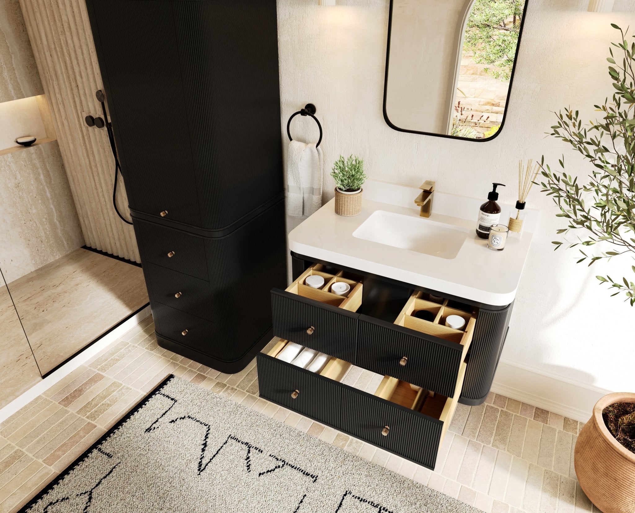 Hampton Floating 36 in. W x 22 in. D Center Sink Bathroom Vanity - Willow Bath and Vanity
