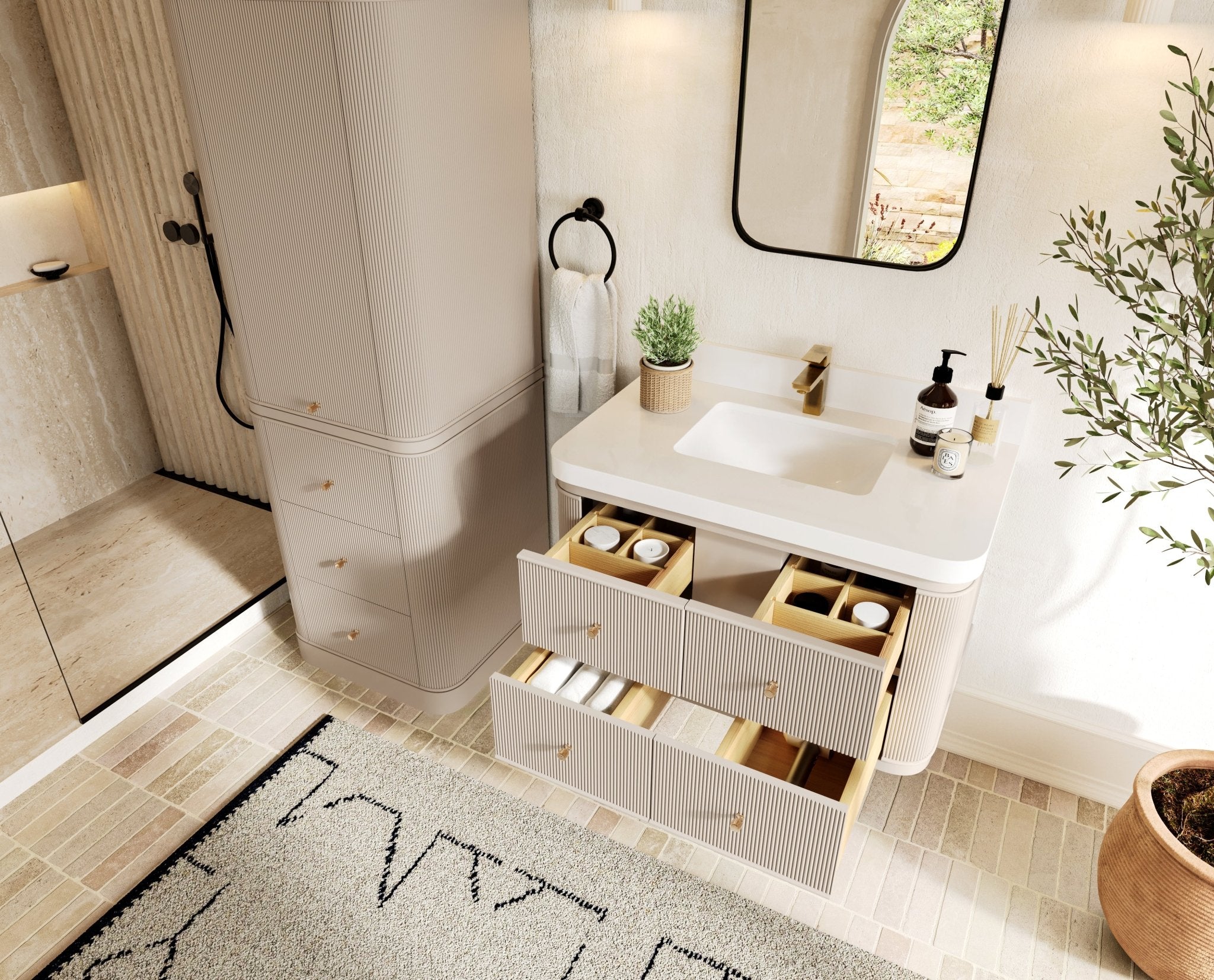 Hampton Floating 36 in. W x 22 in. D Center Sink Bathroom Vanity - Willow Bath and Vanity