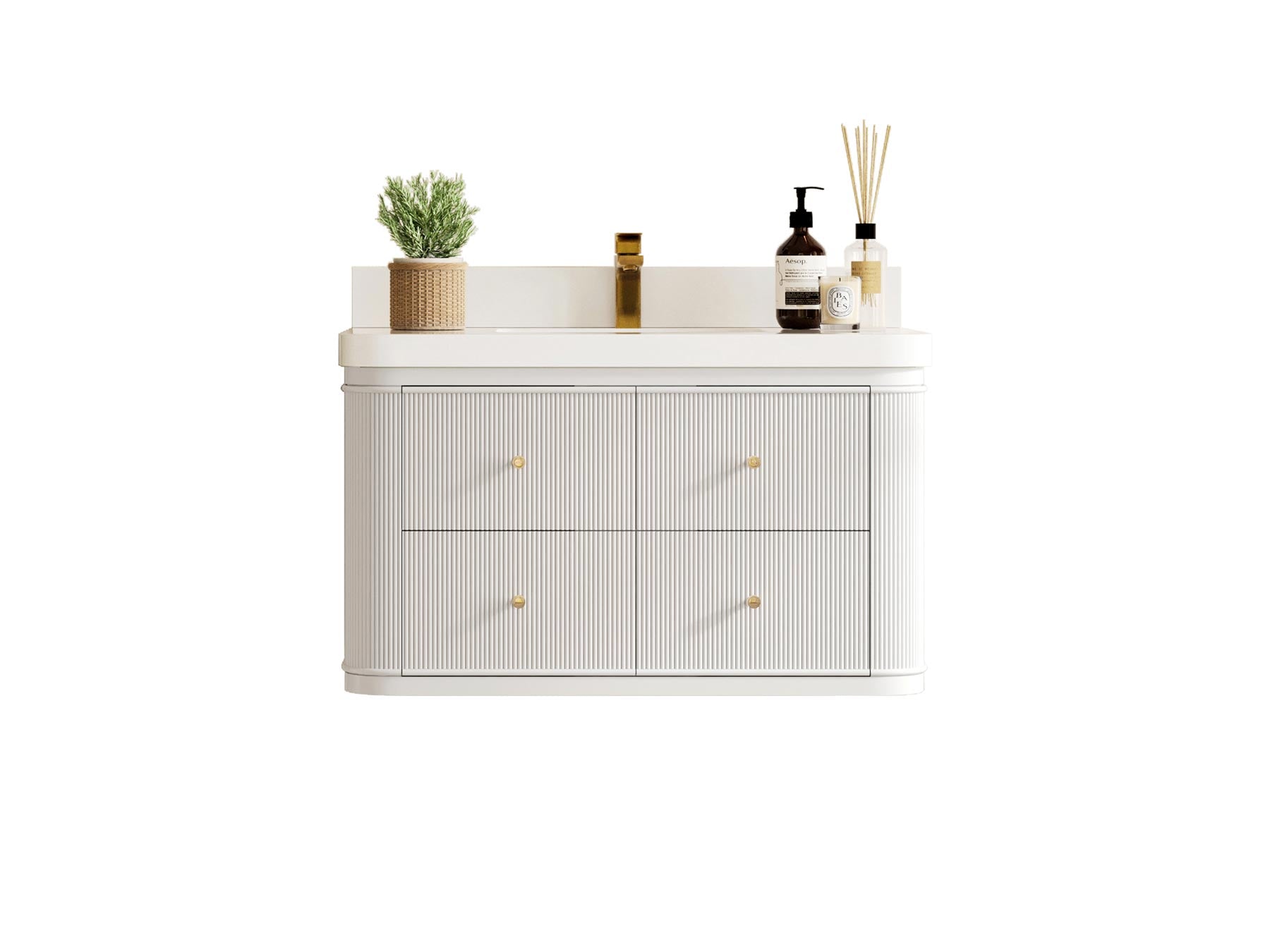 Hampton Floating 36 in. W x 22 in. D Center Sink Bathroom Vanity - Willow Bath and Vanity