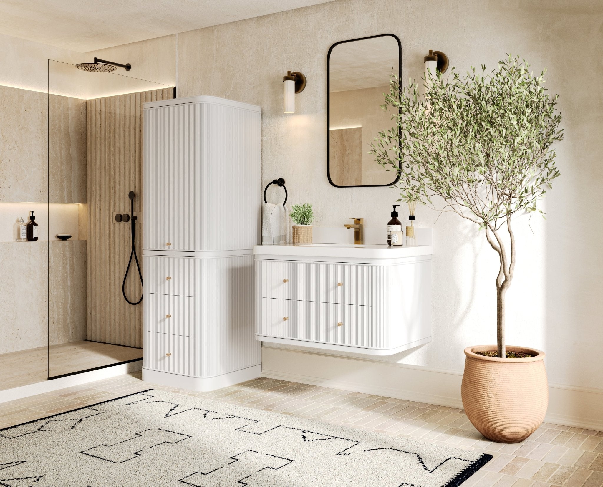 Hampton Floating 36 in. W x 22 in. D Center Sink Bathroom Vanity - Willow Bath and Vanity