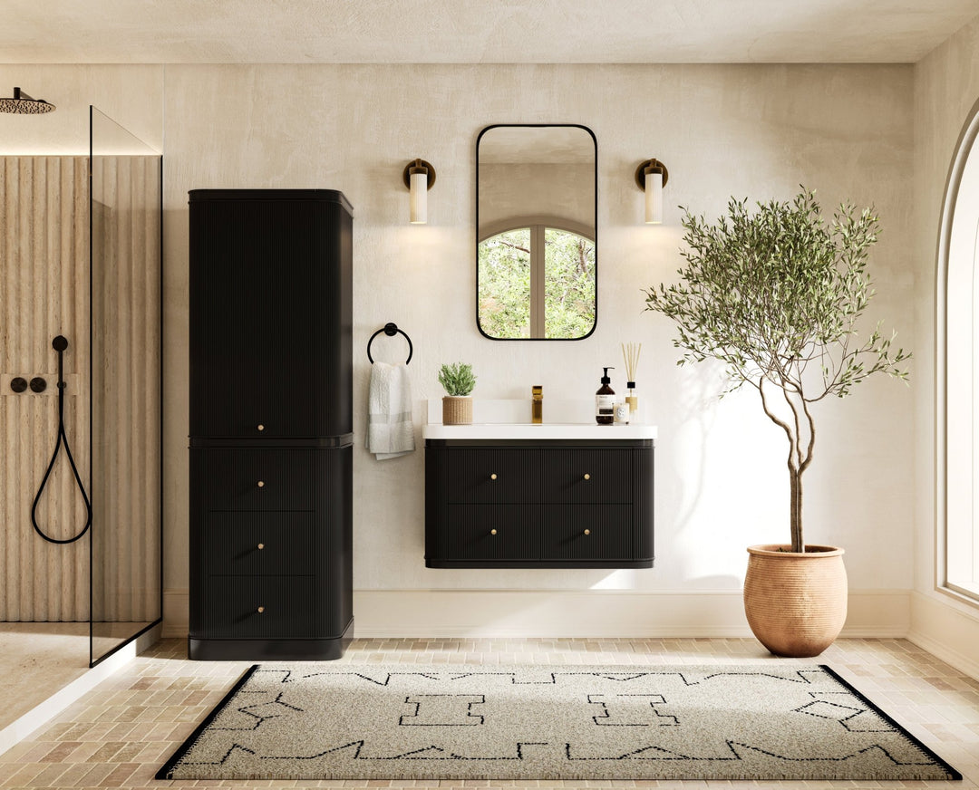 Hampton Floating 36 in. W x 22 in. D Center Sink Bathroom Vanity - Willow Bath and Vanity