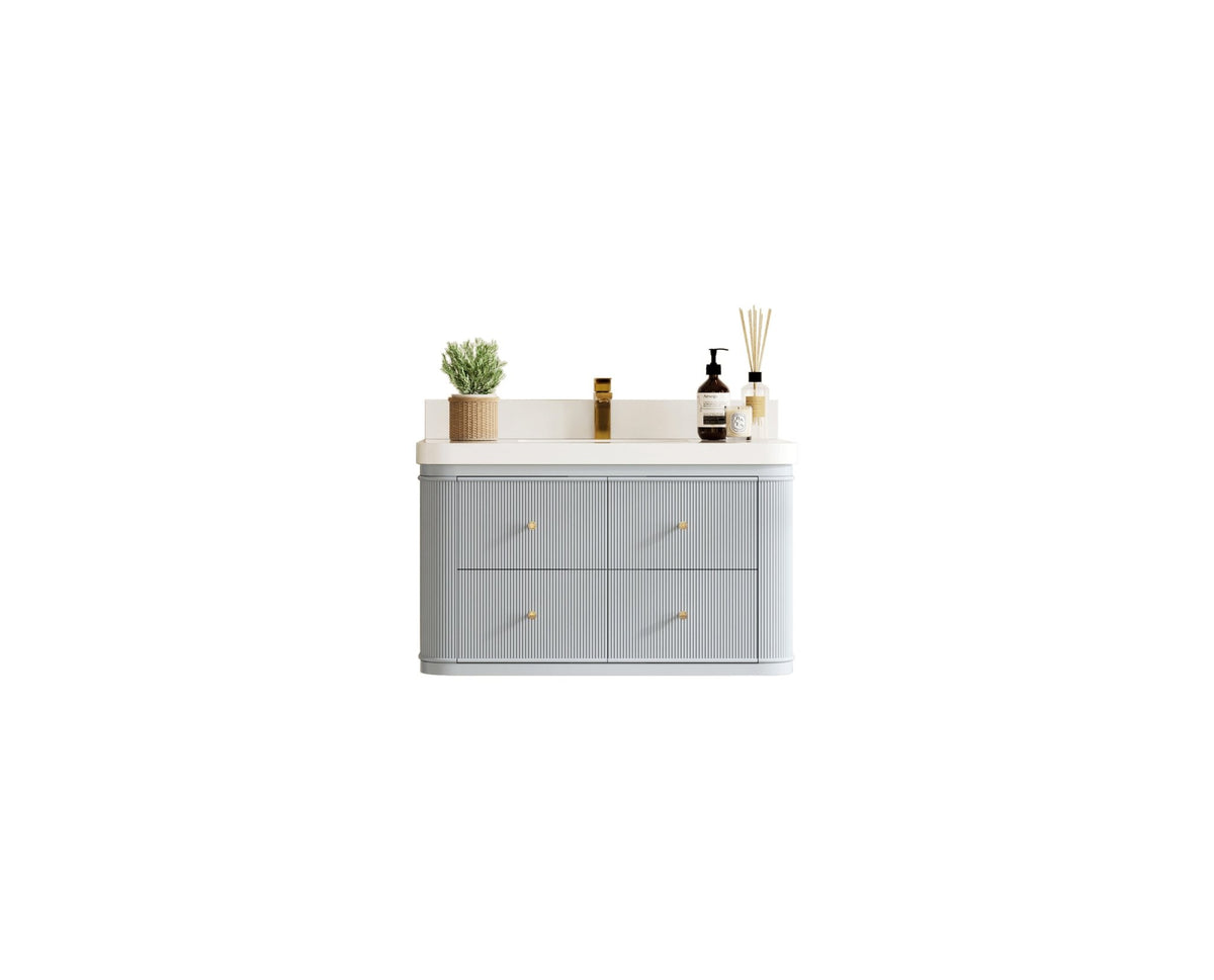 Hampton Floating 36 in. W x 22 in. D Center Sink Bathroom Vanity - Willow Bath and Vanity