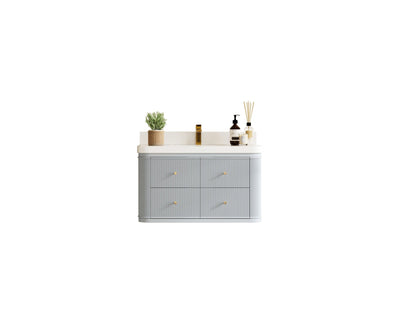 Hampton Floating 36 in. W x 22 in. D Center Sink Bathroom Vanity - Willow Bath and Vanity