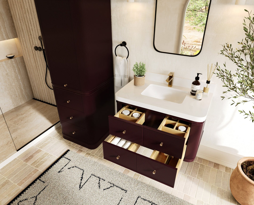 Hampton Floating 36 in. W x 22 in. D Center Sink Bathroom Vanity - Willow Bath and Vanity