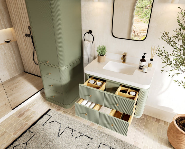 Hampton Floating 36 in. W x 22 in. D Center Sink Bathroom Vanity - photo 3