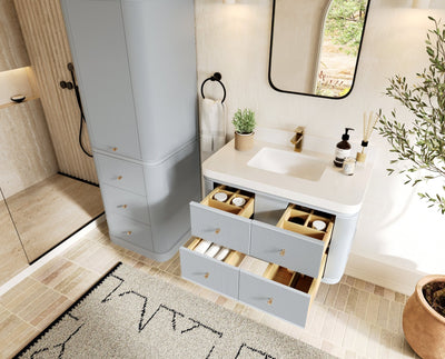Hampton Floating 36 in. W x 22 in. D Center Sink Bathroom Vanity - Willow Bath and Vanity