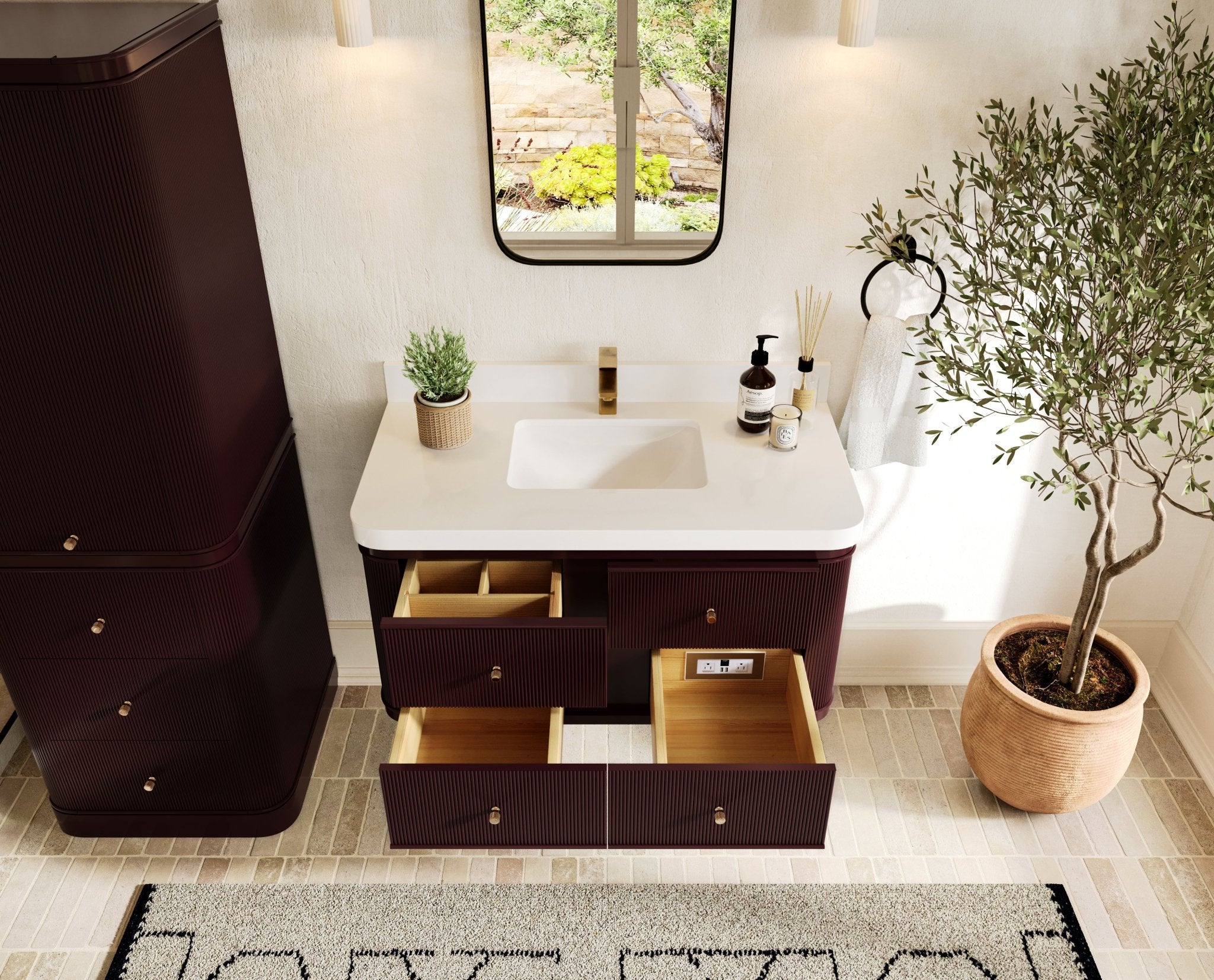 Hampton Floating 42 in. W x 22 in. D Single Sink Bathroom Vanity - Willow Bath and Vanity
