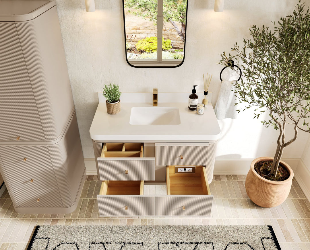 Hampton Floating 42 in. W x 22 in. D Single Sink Bathroom Vanity - Willow Bath and Vanity