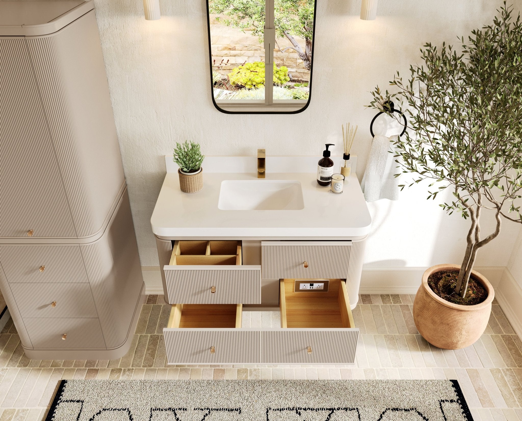 Hampton Floating 42 in. W x 22 in. D Single Sink Bathroom Vanity - Willow Bath and Vanity