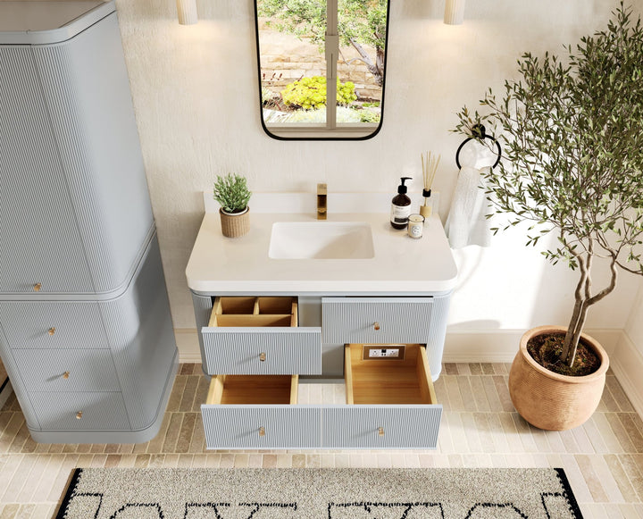Hampton Floating 42 in. W x 22 in. D Single Sink Bathroom Vanity - photo 4