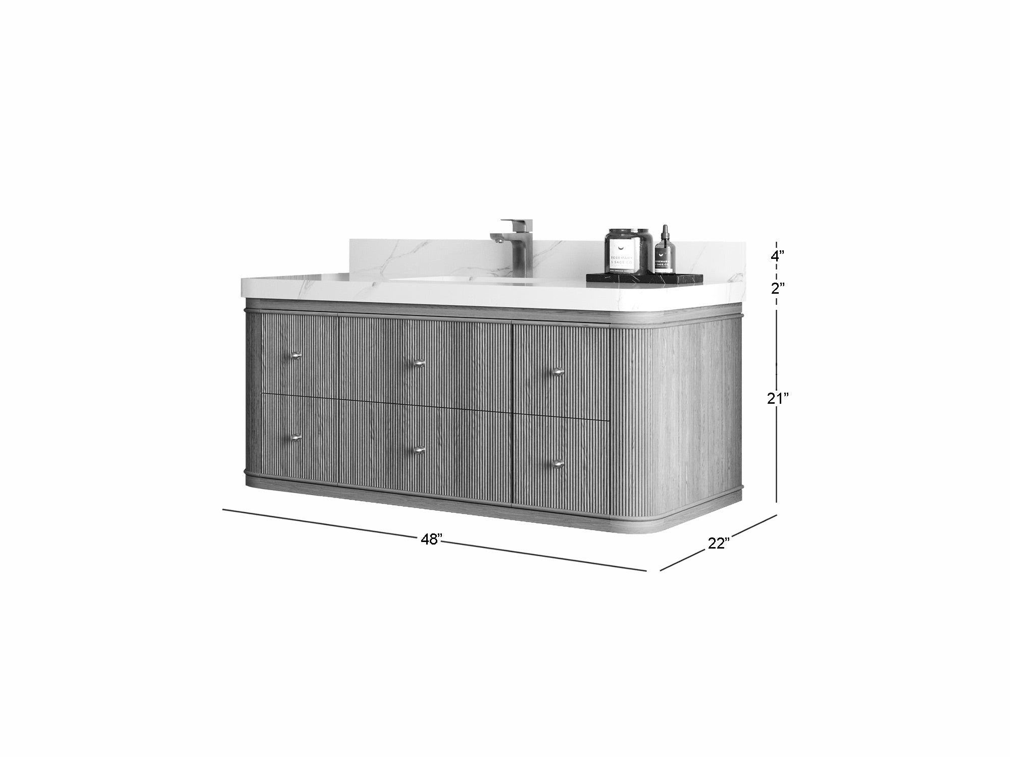 Hampton Floating 48 in. W x 22 in. D Single Sink Bathroom Vanity - Willow Bath and Vanity