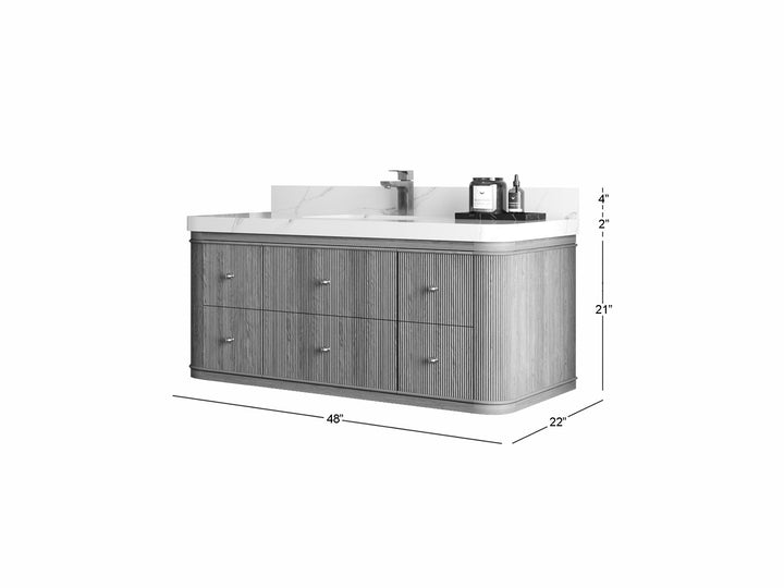 Hampton Floating 48 in. W x 22 in. D Single Sink Bathroom Vanity - photo 5