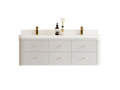 Hampton Floating 60 in. W x 22 in. D Double Sink Bathroom Vanity - photo 1