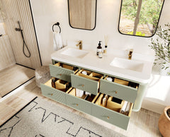 Hampton Floating 60 in. W x 22 in. D Double Sink Bathroom Vanity - photo 3