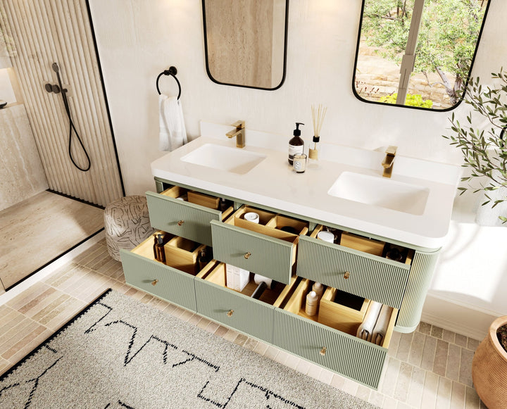 Hampton Floating 60 in. W x 22 in. D Double Sink Bathroom Vanity - photo 4
