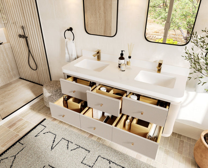 Hampton Floating 60 in. W x 22 in. D Double Sink Bathroom Vanity - photo 3