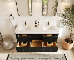 Hampton Floating 60 in. W x 22 in. D Double Sink Bathroom Vanity - photo 5