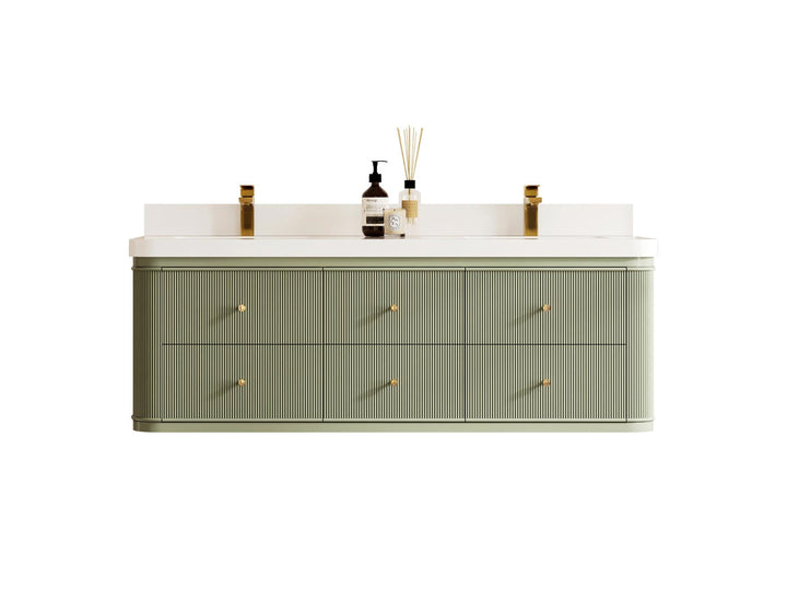 Hampton Floating 60 in. W x 22 in. D Double Sink Bathroom Vanity - photo 1