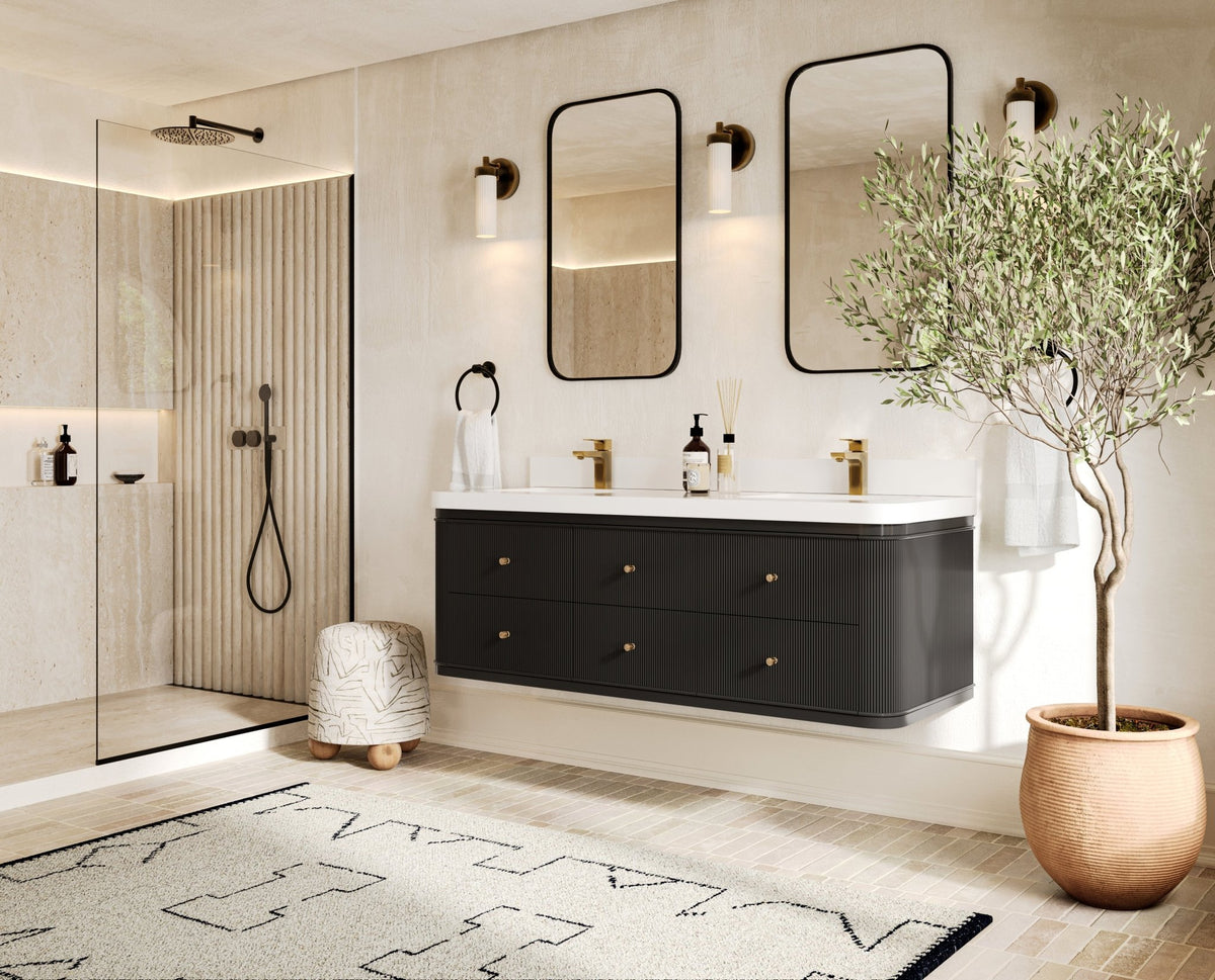 Hampton Floating 60 in. W x 22 in. D Double Sink Bathroom Vanity - Willow Bath and Vanity