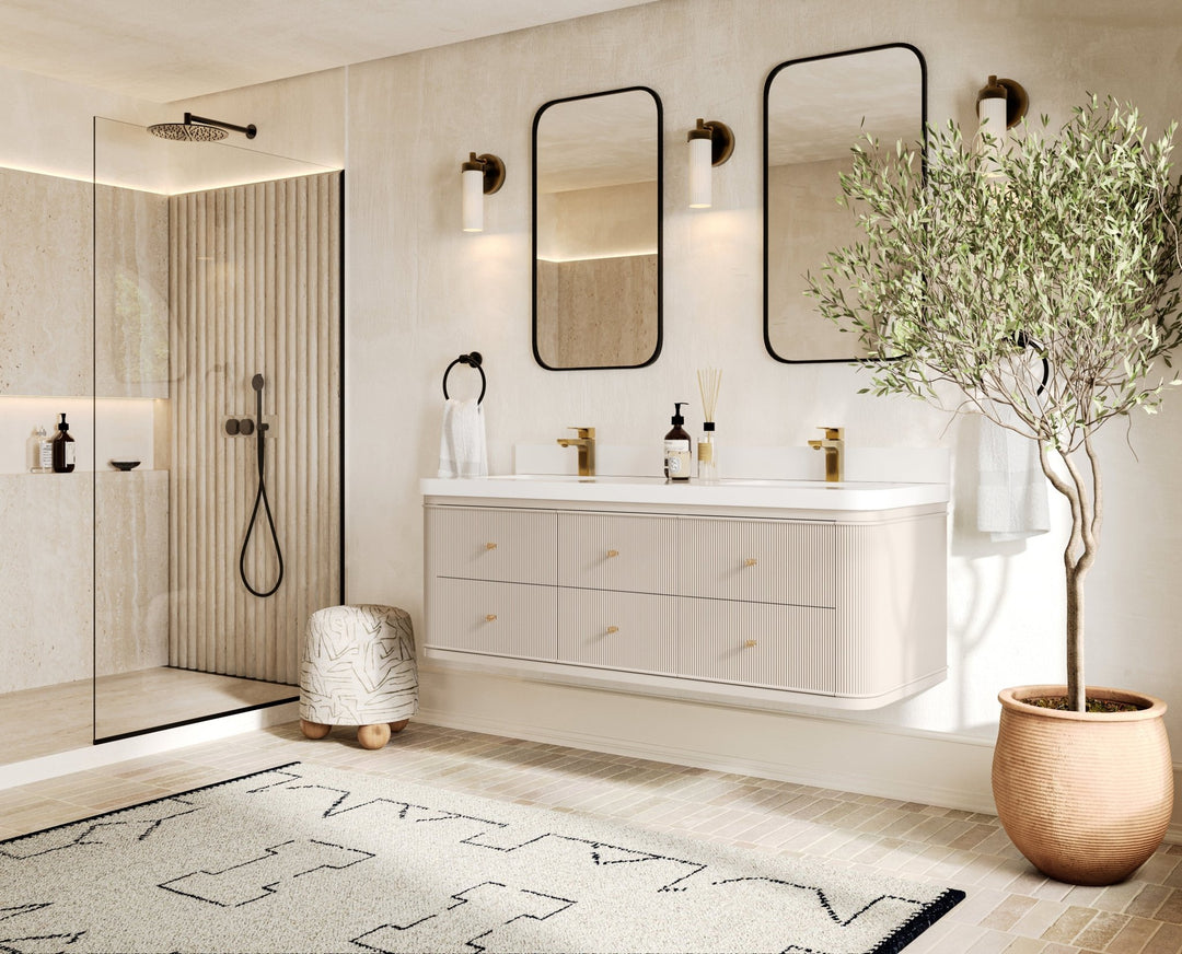Hampton Floating 60 in. W x 22 in. D Double Sink Bathroom Vanity - Willow Bath and Vanity