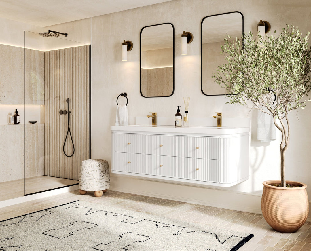 Hampton Floating 60 in. W x 22 in. D Double Sink Bathroom Vanity - Willow Bath and Vanity