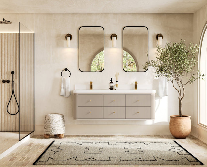 Hampton Floating 60 in. W x 22 in. D Double Sink Bathroom Vanity - photo 1