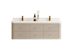 Hampton Floating 60 in. W x 22 in. D Double Sink Bathroom Vanity - photo 1