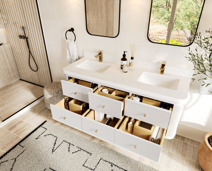 Hampton Floating 60 in. W x 22 in. D Double Sink Bathroom Vanity - photo 3
